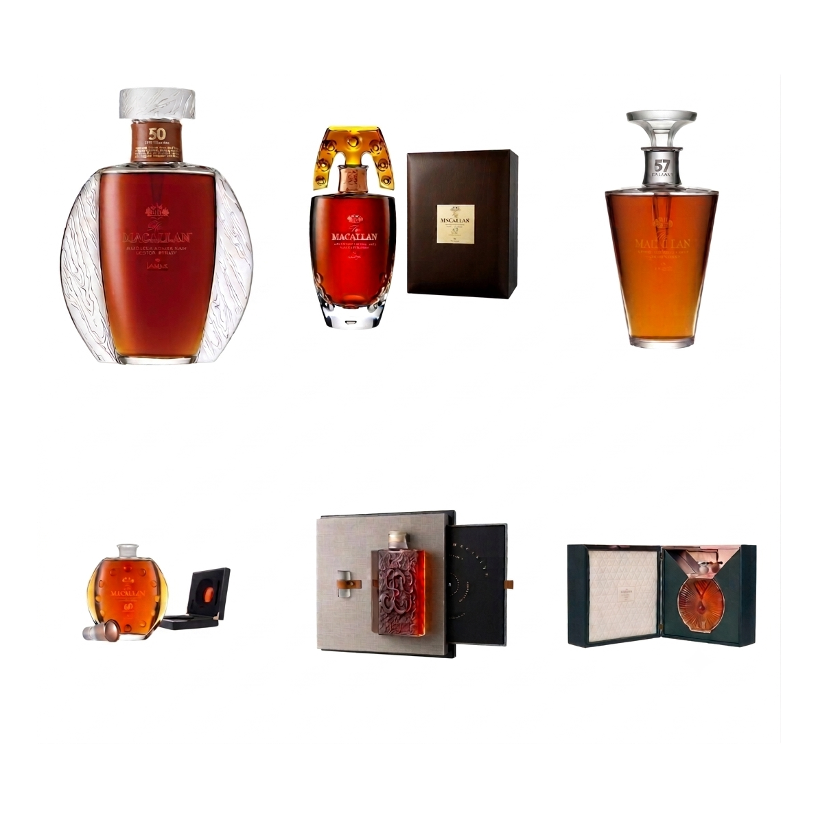 Macallan in Lalique: The 6 Pillars Collection (full set)