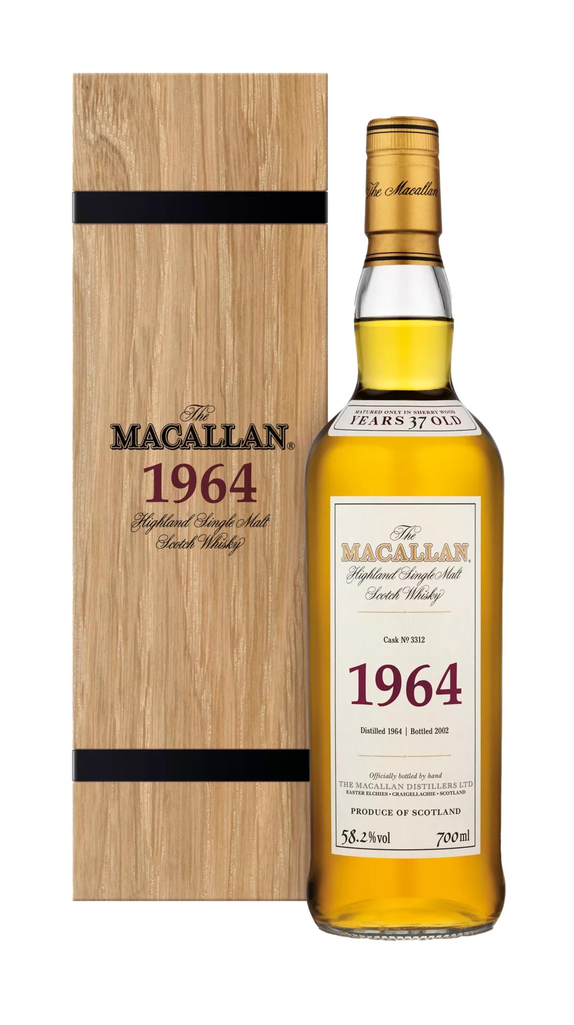 Macallan, Highland Single Malt Fine & Rare 1964 Cask No 3312 37YO Bottled 2002, Speyside — official Macallan product photograph