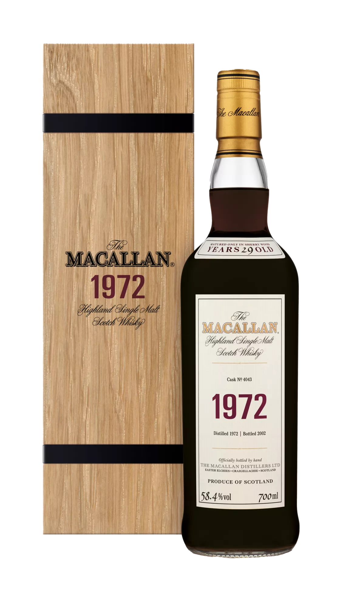 Macallan, Highland Single Malt Fine & Rare 1972 Cask No 4043 29YO Bottled 2002, Speyside — official Macallan product photograph