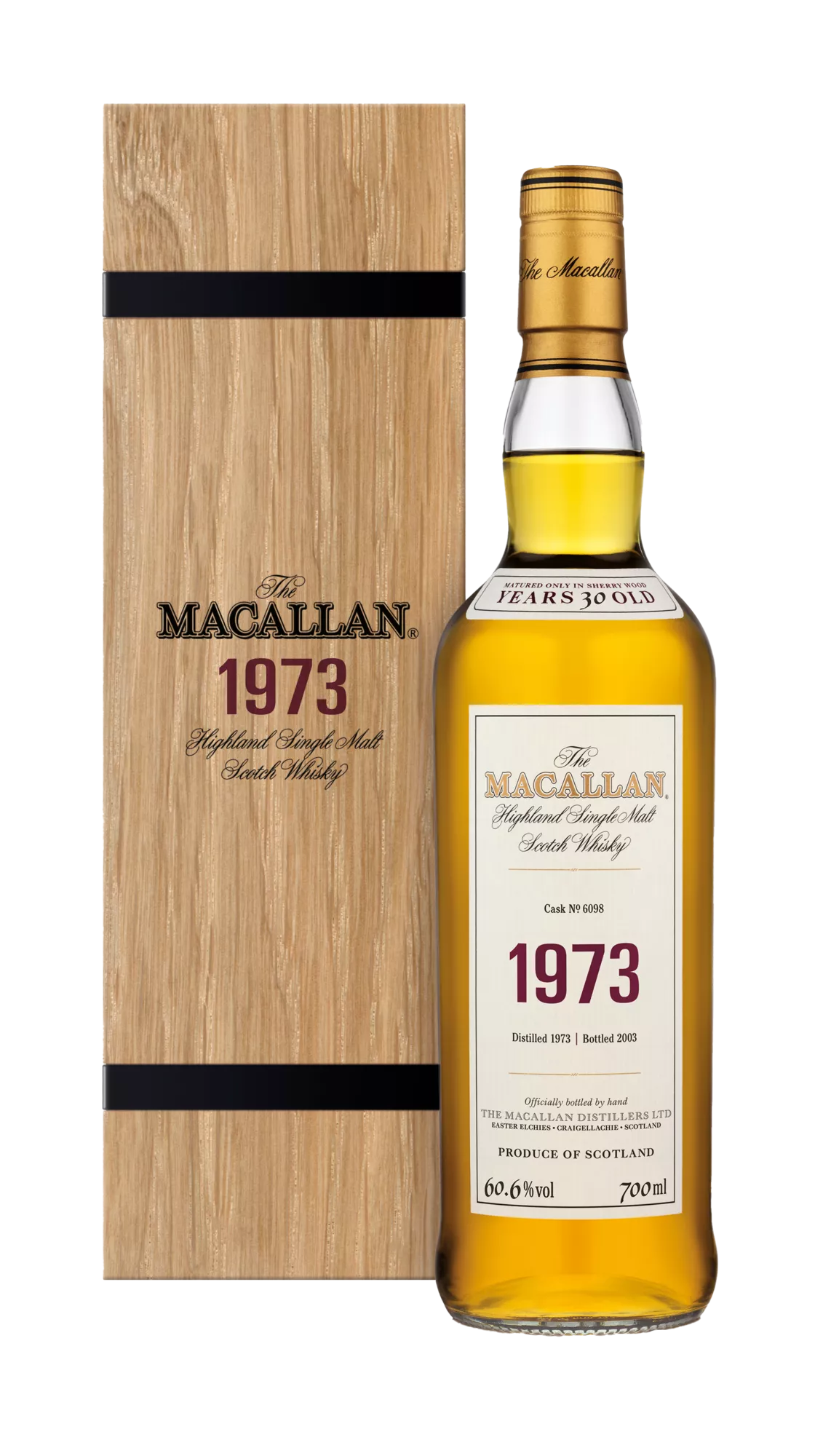 Macallan, Highland Single Malt Fine & Rare 1973 Cask No 6098 30YO Bottled 2003, Speyside — official Macallan product photograph