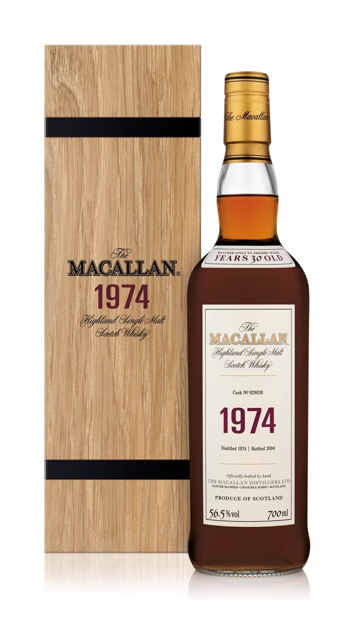 Macallan, Highland Single Malt Fine & Rare 1974 Cask No 929038 30YO Bottled 2004, Speyside — official Macallan product photograph