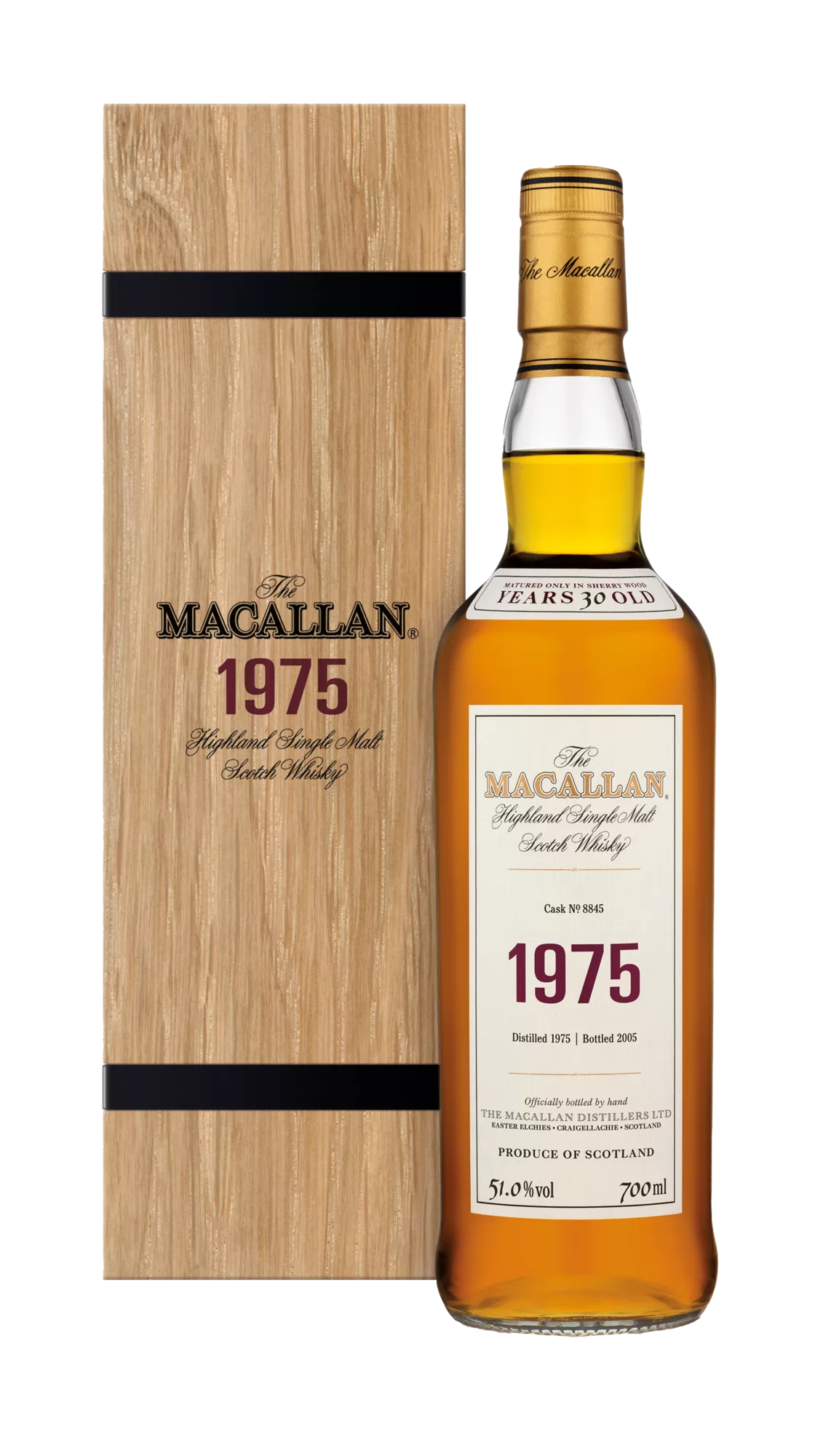 Macallan, Highland Single Malt Fine & Rare 1975 Cask No 8845 30YO Bottled 2005, Speyside — official Macallan product photograph