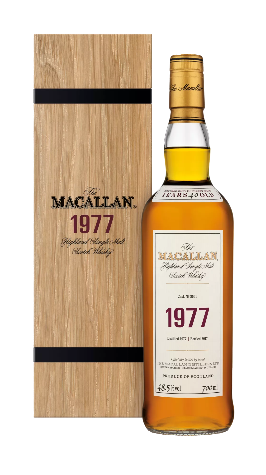 Macallan, Highland Single Malt Fine & Rare 1977 Cask No 8661 40YO Bottled 2017, Speyside — official Macallan product photograph