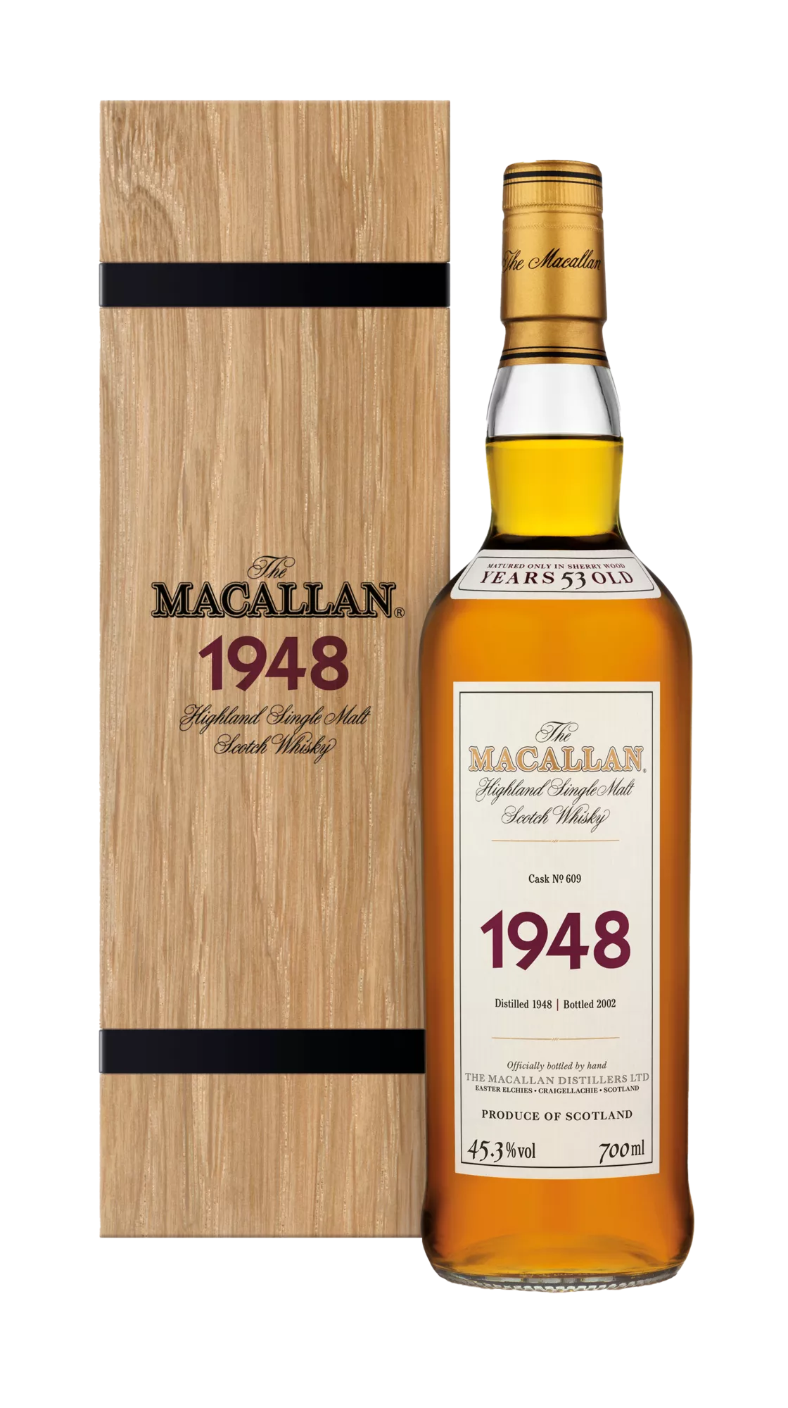 Macallan, Highland Single Malt Fine & Rare 1948 Cask No 609 53YO Bottled 2002, Speyside — official Macallan product photograph