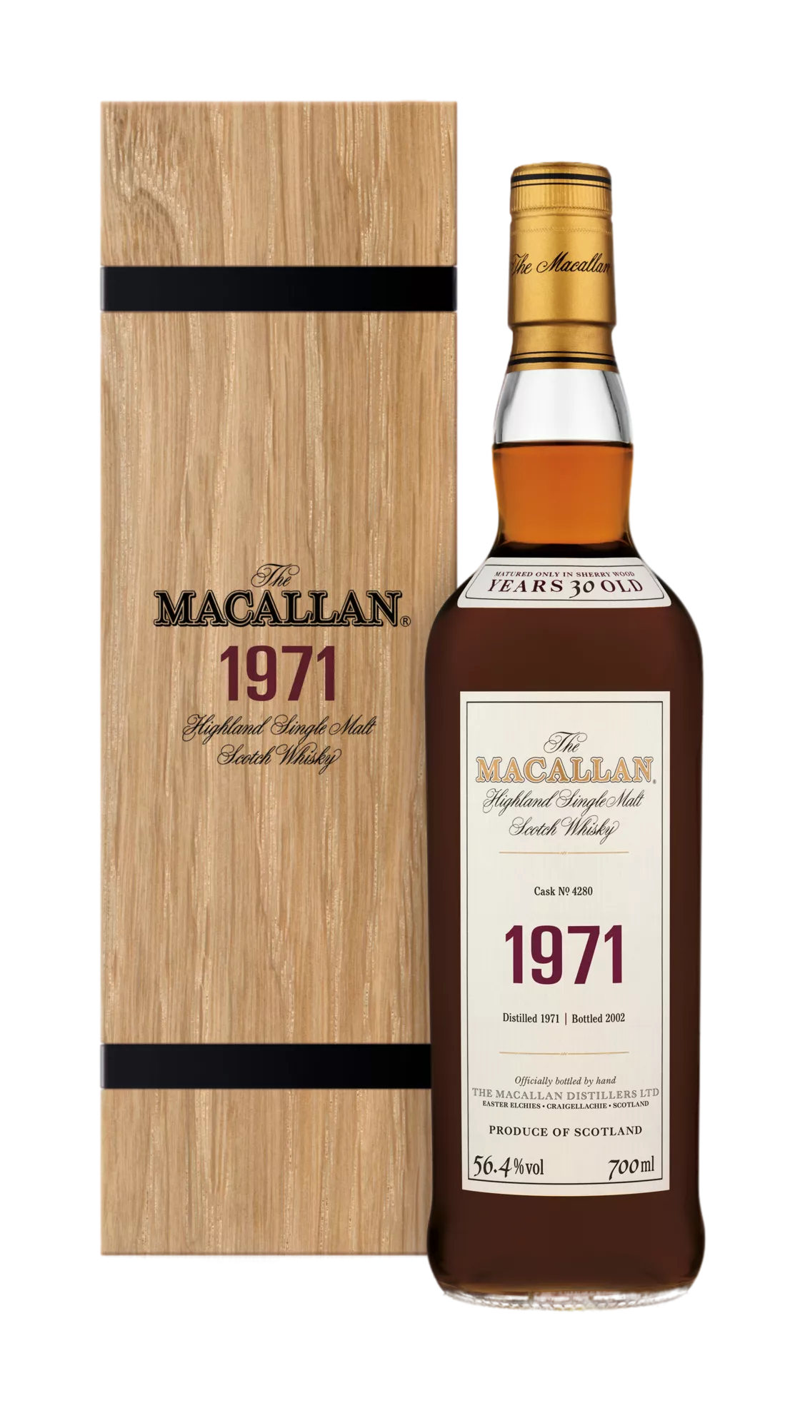 Macallan, Highland Single Malt Fine & Rare 1971 Cask No 4280 30YO Bottled 2002, Speyside — official Macallan product photograph