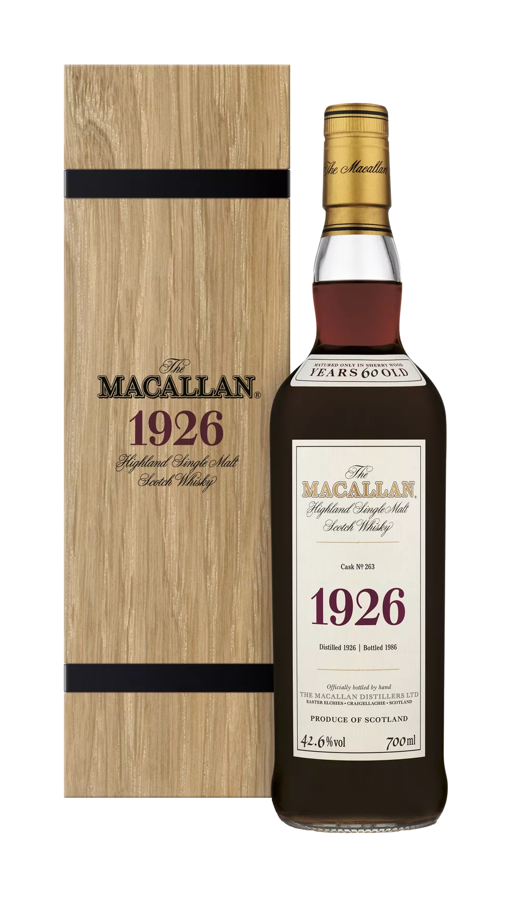 Macallan, Highland Single Malt Fine & Rare 1926 Cask No 263 60YO Bottled 1986, Speyside — official Macallan product photograph