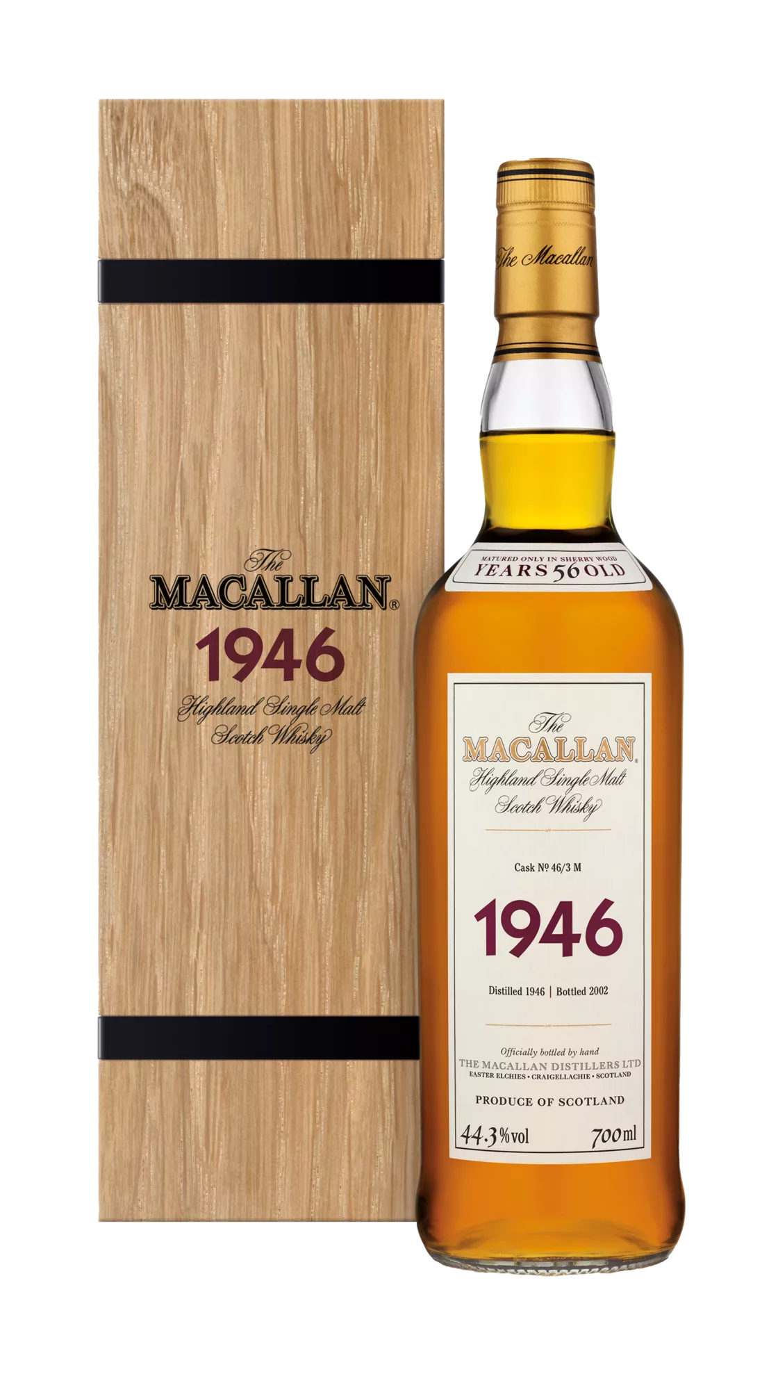 Macallan, Highland Single Malt Fine & Rare 1946 Cask No 46/3M 56YO Bottled 2002, Speyside — official Macallan product photograph